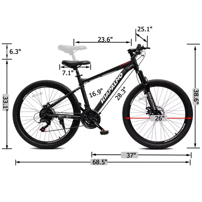 Vélo de montagne GDFStudio Trailcrest tout-terrain 26 pouces à suspension avant et 21 vitesses