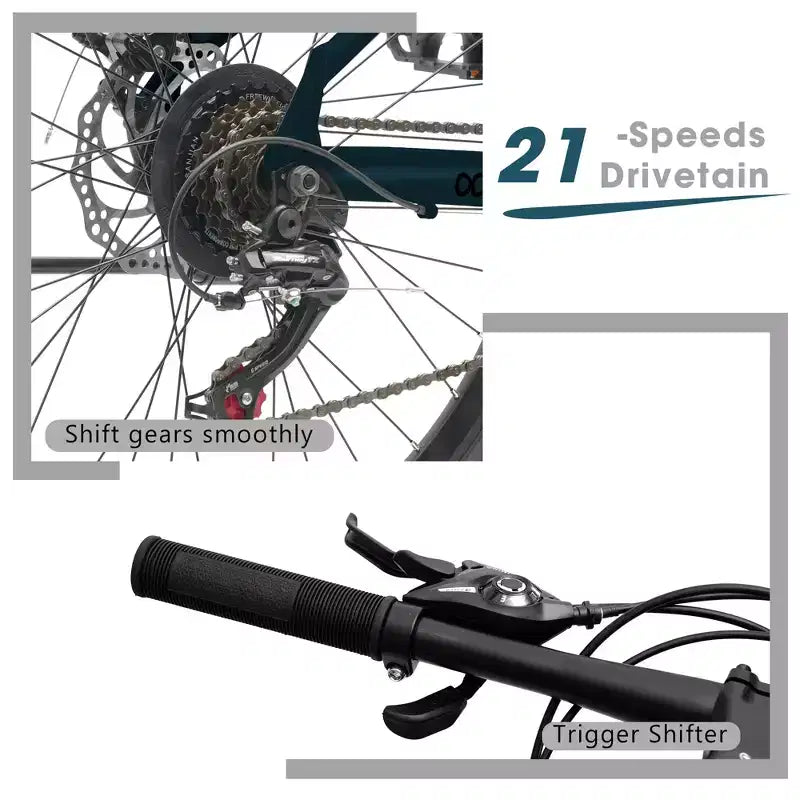 Vélo de montagne GDFStudio Trailcrest tout-terrain 26 pouces à suspension avant et 21 vitesses