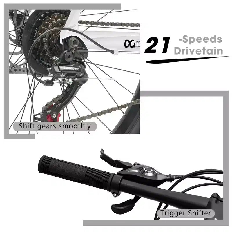 Vélo de montagne GDFStudio Trailcrest tout-terrain 26 pouces à suspension avant et 21 vitesses