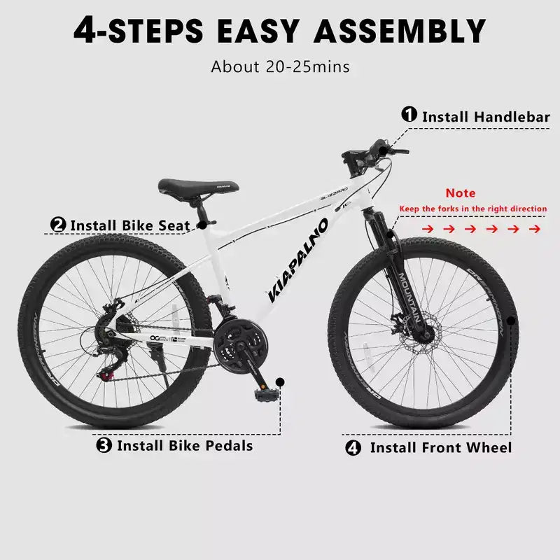 Vélo de montagne GDFStudio Trailcrest tout-terrain 26 pouces à suspension avant et 21 vitesses