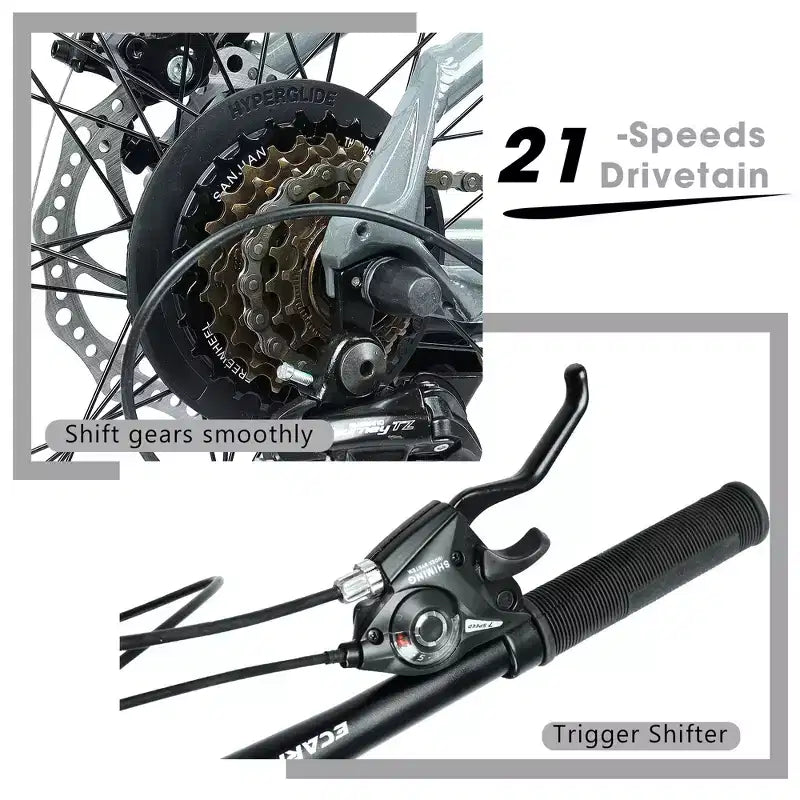 Vélo de montagne GDFStudio Trailcrest tout-terrain 26 pouces à suspension avant et 21 vitesses