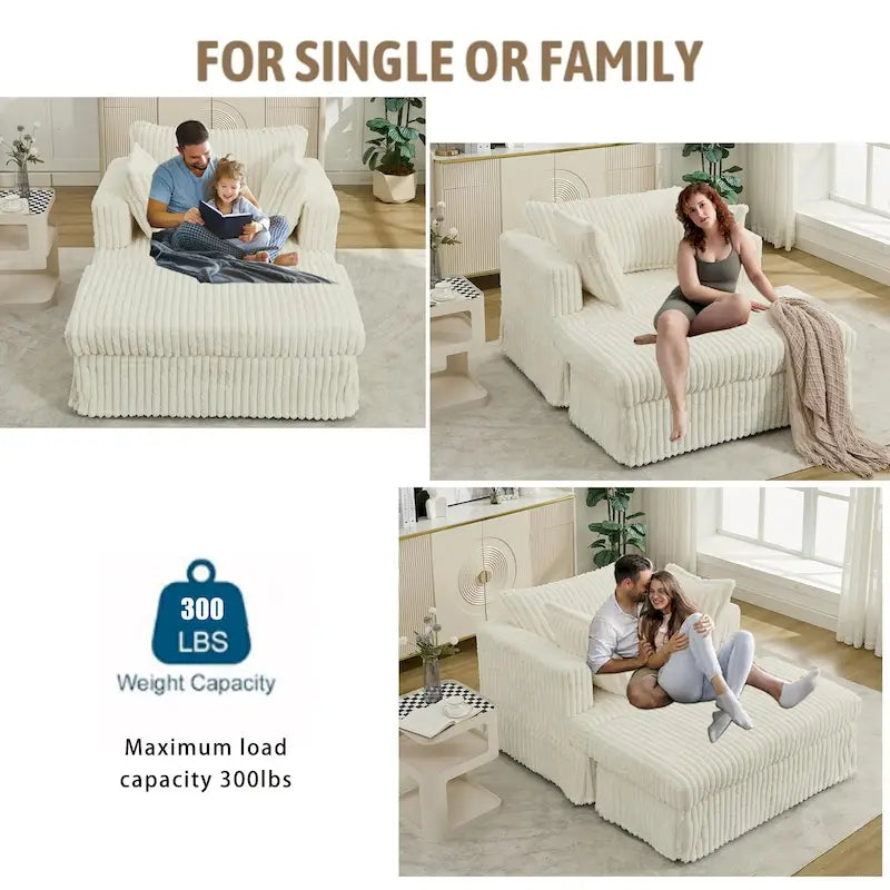 47.8 Chaise longue rembourrée surdimensionnée avec oreillers