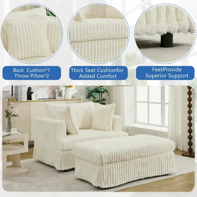 47.8 Chaise longue rembourrée surdimensionnée avec oreillers
