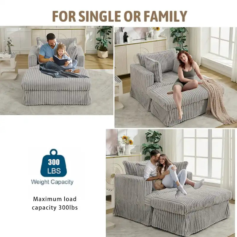 47.8 Chaise longue rembourrée surdimensionnée avec oreillers