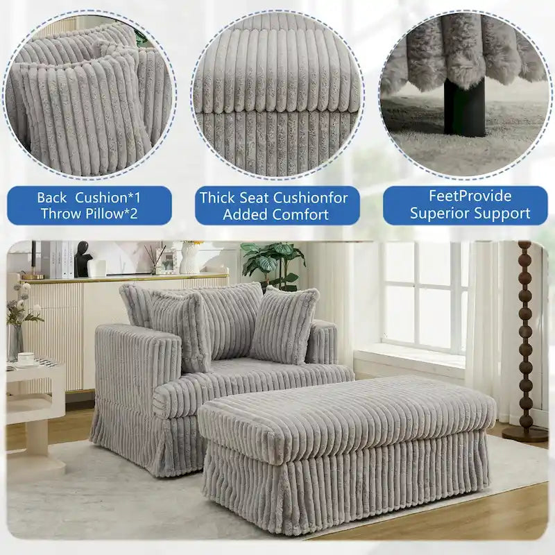 47.8 Chaise longue rembourrée surdimensionnée avec oreillers