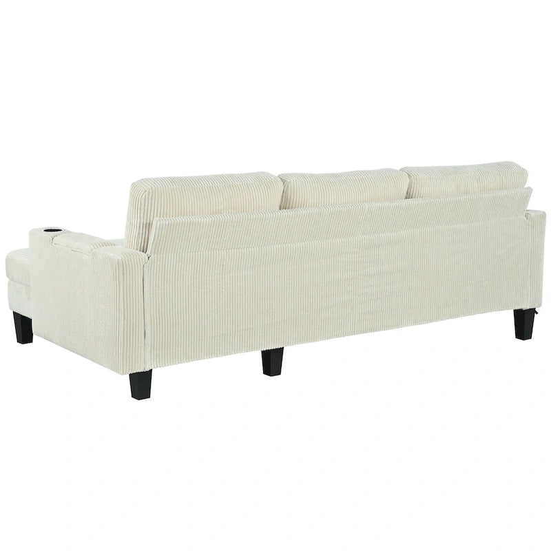 Christopher Knight Home - Canapé d'angle convertible réversible en tissu avec chaise longue de rangement, ports USB et porte-gobelets