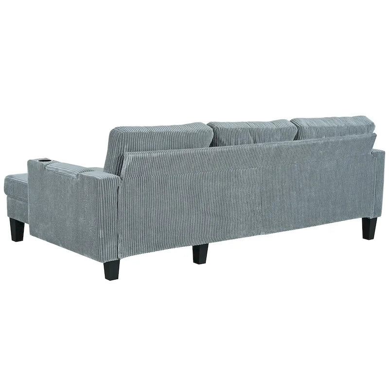 Christopher Knight Home - Canapé d'angle convertible réversible en tissu avec chaise longue de rangement, ports USB et porte-gobelets