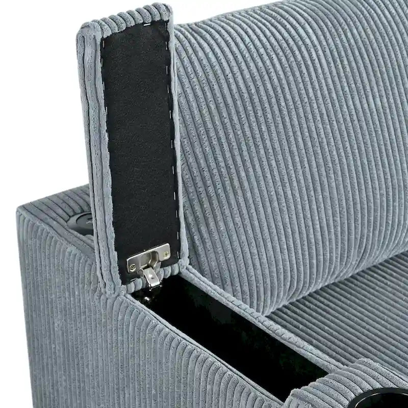 Christopher Knight Home - Canapé d'angle convertible réversible en tissu avec chaise longue de rangement, ports USB et porte-gobelets