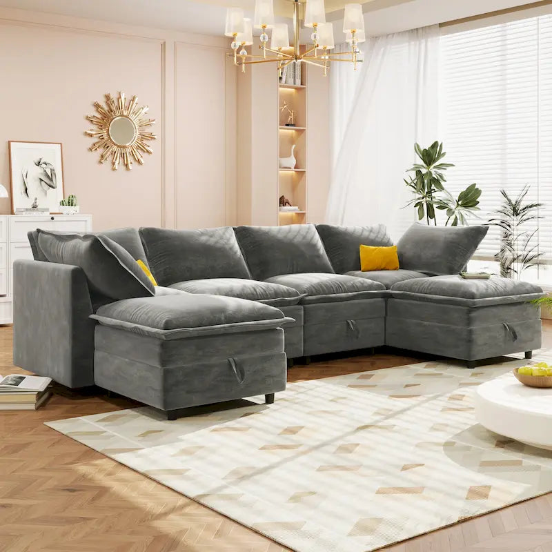 Christopher Knight Home - Canapé d'angle modulable 126 avec rangement - 126 x 63 x 35