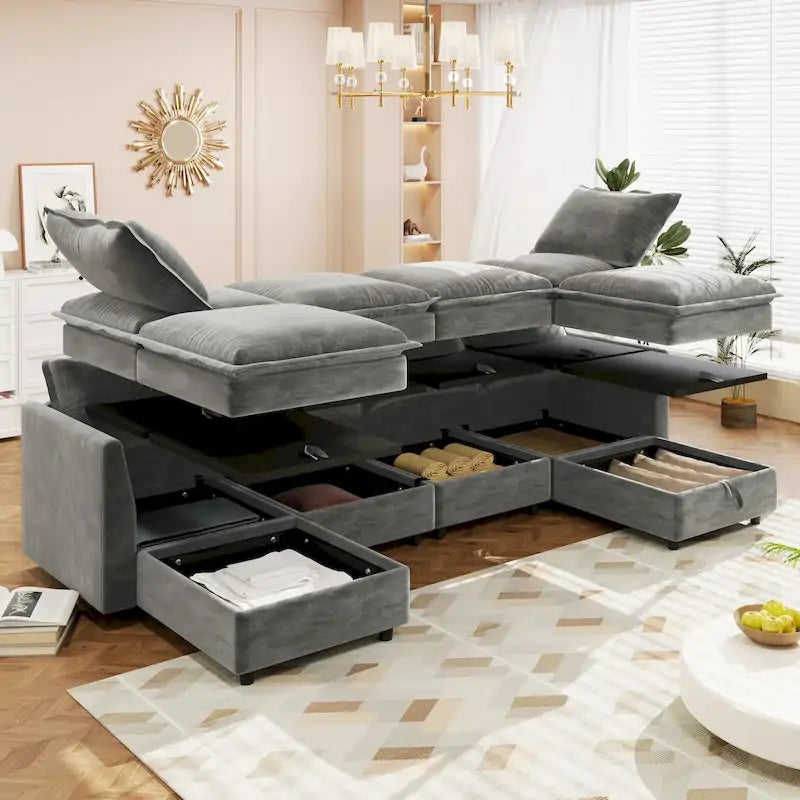 Christopher Knight Home - Canapé d'angle modulable 126 avec rangement - 126 x 63 x 35