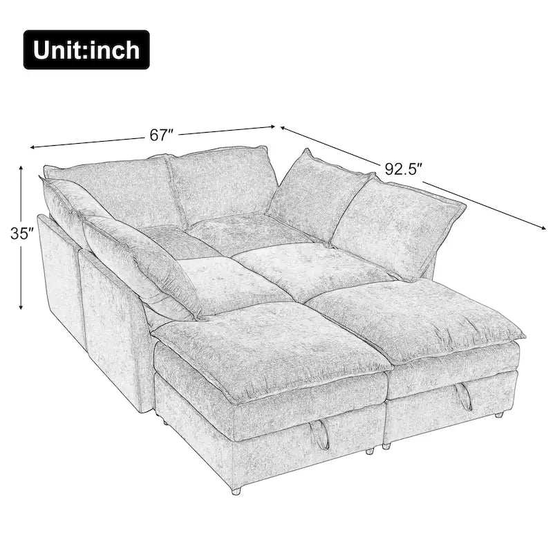 Christopher Knight Home - Canapé d'angle modulable 126 avec rangement - 126 x 63 x 35