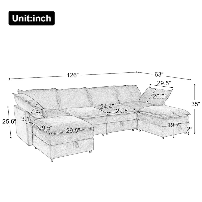 Christopher Knight Home - Canapé d'angle modulable 126 avec rangement - 126 x 63 x 35
