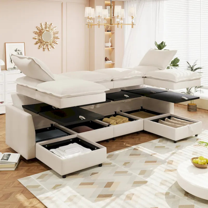 Christopher Knight Home - Canapé d'angle modulable 126 avec rangement - 126 x 63 x 35