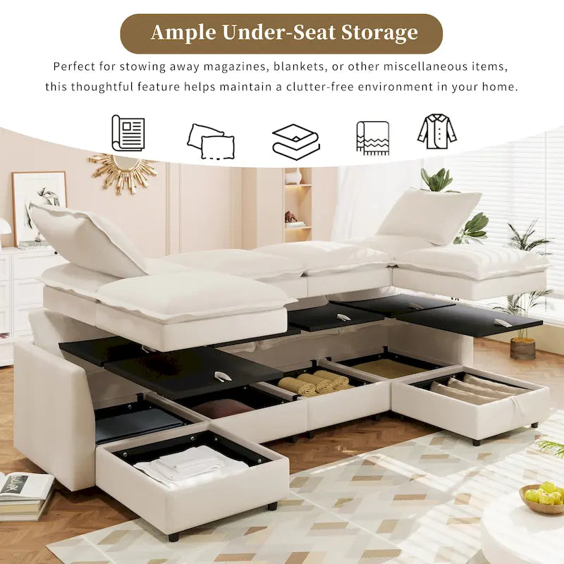 Christopher Knight Home - Canapé d'angle modulable 126 avec rangement - 126 x 63 x 35