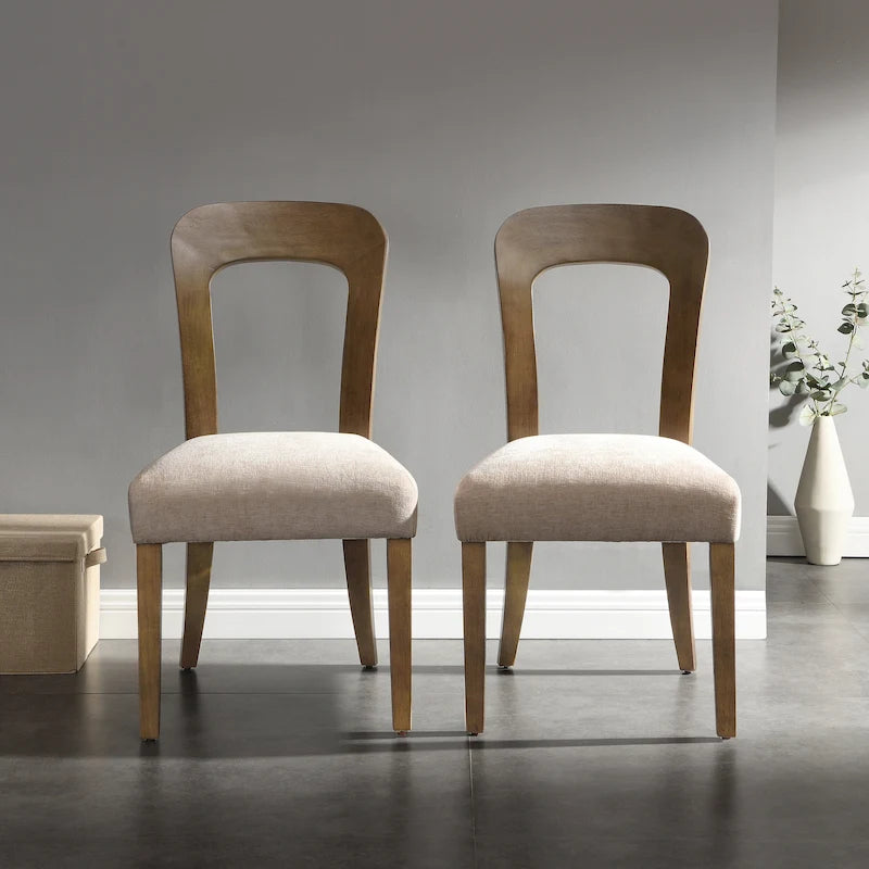 Christopher Knight Home - Chaises de salle à manger rembourrées Adrian, assise confortable avec cadre en bois robuste, lot de 2