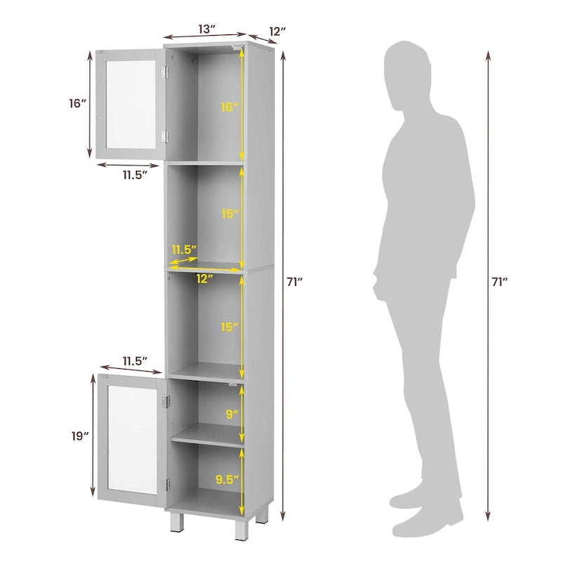 Costway 71  Tall Tower Bathroom Storage Cabinet Organizer Display - See Details