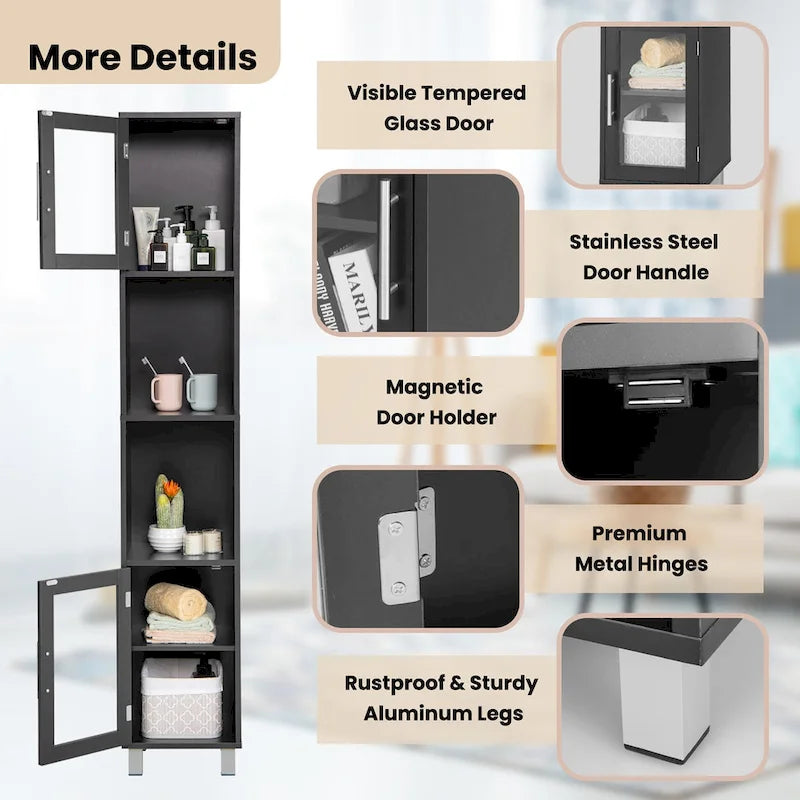 Costway 71  Tall Tower Bathroom Storage Cabinet Organizer Display - See Details