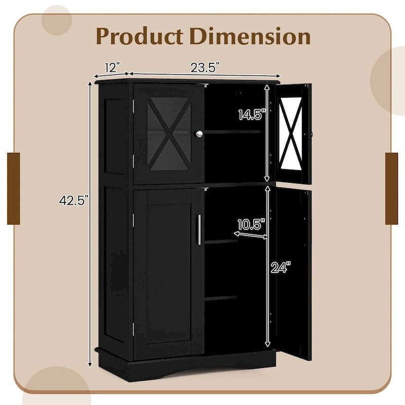 Costway Bathroom Storage Cabinet Linen Storage Cabinet with Doors and