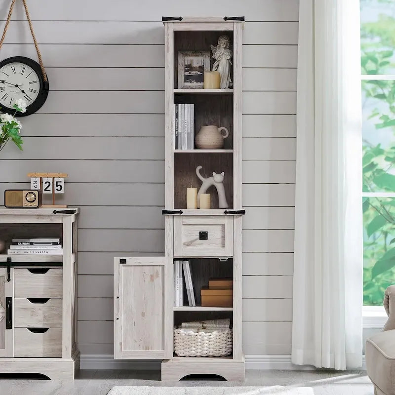 Farmhouse Slim Bathroom Storage Cabinet, 68  Tall Storage Cabinet