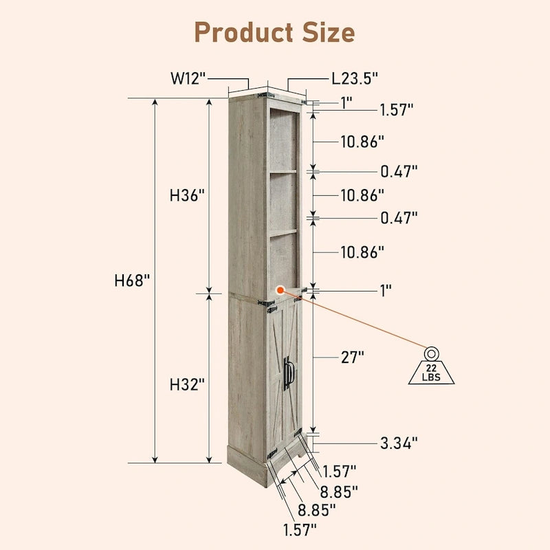 Farmhouse Corner Cabinet, 68 Tall Corner Cabinet, Corner Cabinet