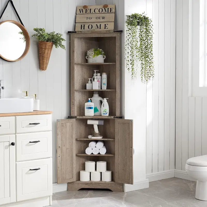 Farmhouse Corner Cabinet, 68 Tall Corner Cabinet, Corner Cabinet