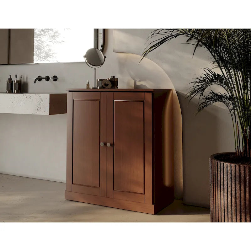Meuble de salle de bain Palace Imports 100% bois massif 32 po avec portes pleines et étagères réglables