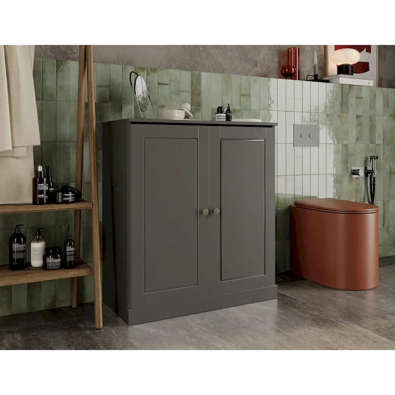 Meuble de salle de bain Palace Imports 100% bois massif 32 po avec portes pleines et étagères réglables