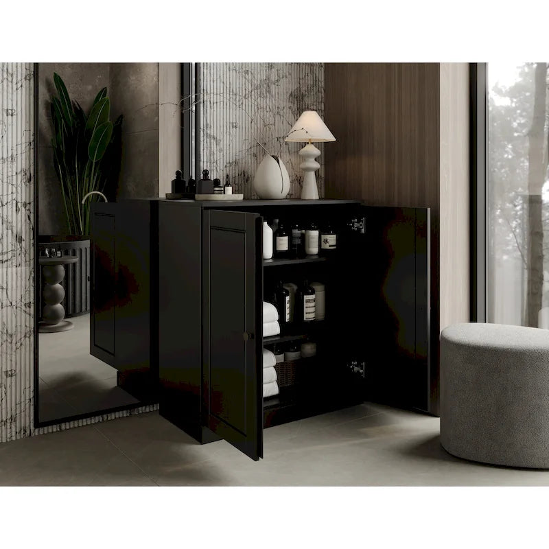 Meuble de salle de bain Palace Imports 100% bois massif 32 po avec portes pleines et étagères réglables