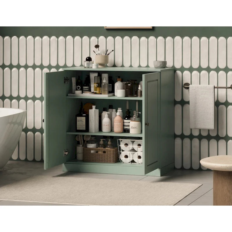 Meuble de salle de bain Palace Imports 100% bois massif 32 po avec portes pleines et étagères réglables