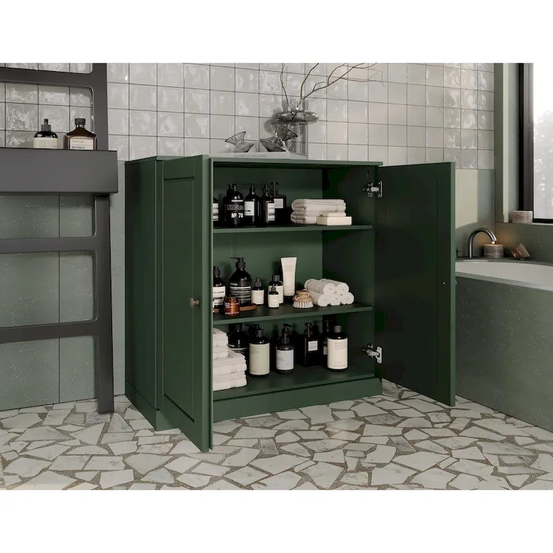 Meuble de salle de bain Palace Imports 100% bois massif 32 po avec portes pleines et étagères réglables