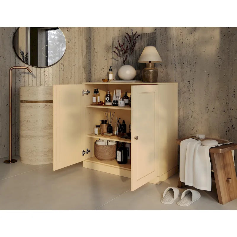 Meuble de salle de bain Palace Imports 100% bois massif 32 po avec portes pleines et étagères réglables