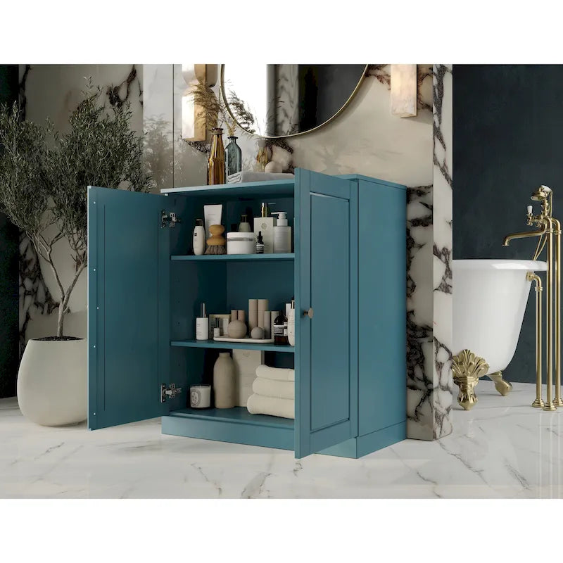 Meuble de salle de bain Palace Imports 100% bois massif 32 po avec portes pleines et étagères réglables