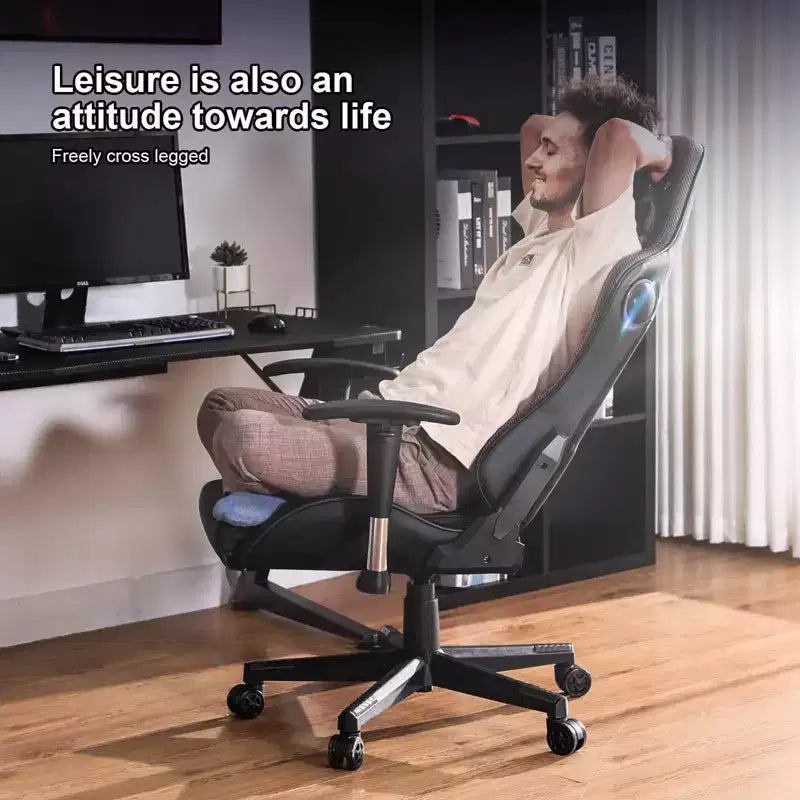 Chaise de gaming GTRACING avec haut-parleurs Bluetooth Fauteuil de bureau à dossier haut en PU noir