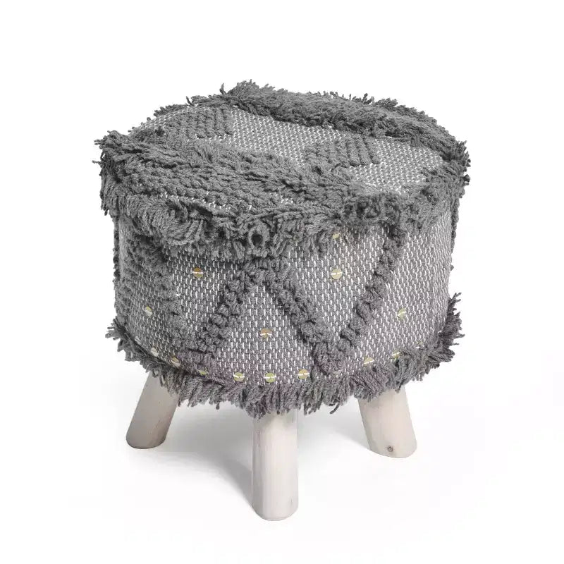 Roja Handcrafted Metal Accents Boho Fabric Stool - Christopher Knight Home