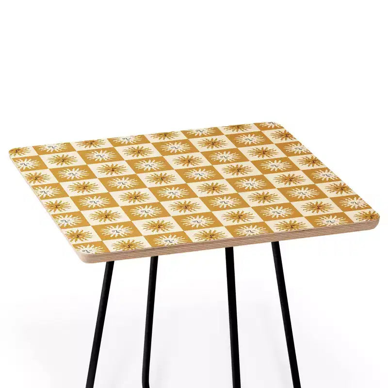 Charly Clements Vintage Checkered Sunshine Side Square Table - Deny Designs