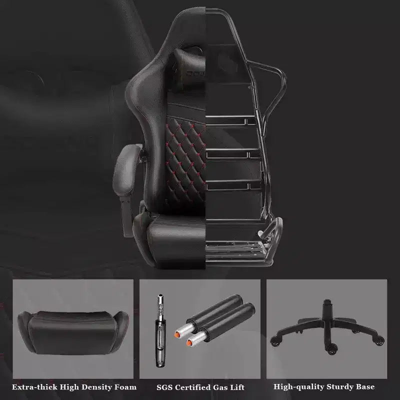 Chaise de jeu réglable avec support lombaire massant et repose-pieds rétractable - Dowinx