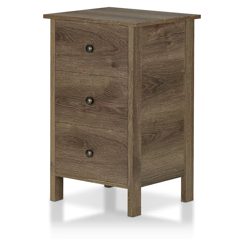 Table de chevet Mulgrew en bois d'ingénierie noyer rustique vieilli à 3 tiroirs par Carbon Loft