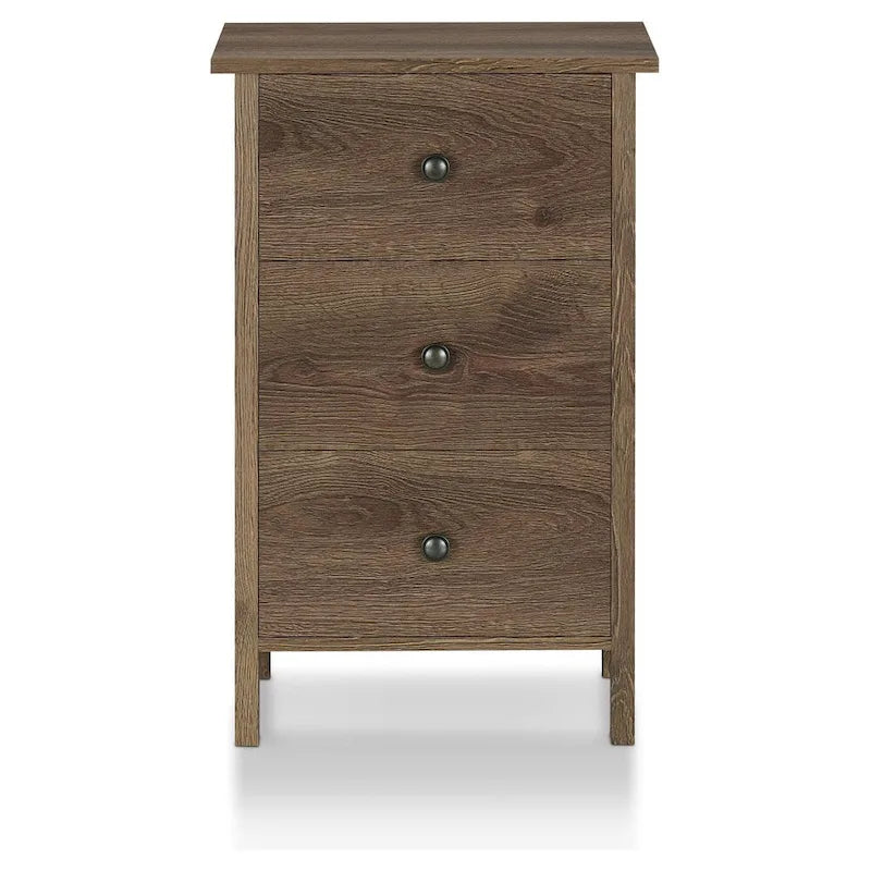 Table de chevet Mulgrew en bois d'ingénierie noyer rustique vieilli à 3 tiroirs par Carbon Loft