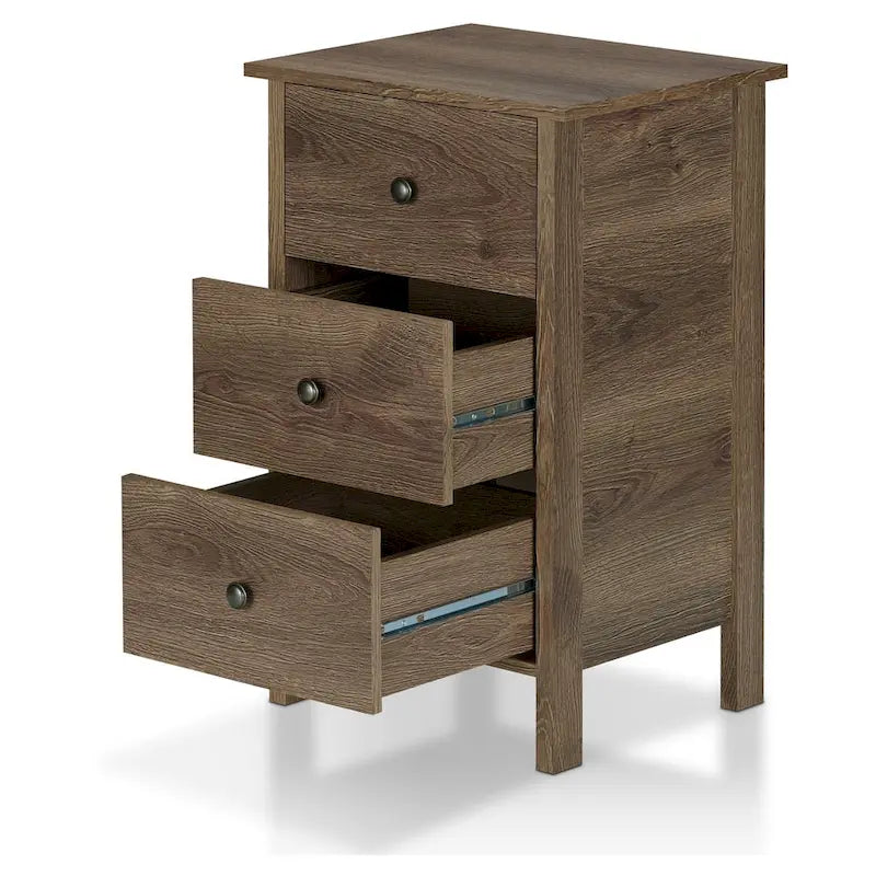 Table de chevet Mulgrew en bois d'ingénierie noyer rustique vieilli à 3 tiroirs par Carbon Loft