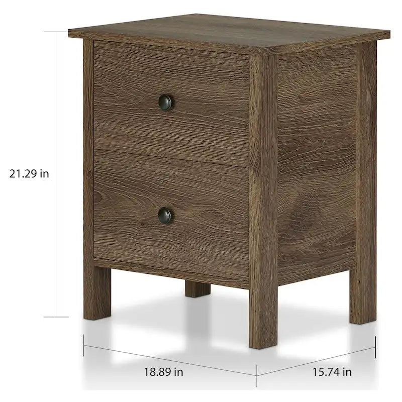 Table de chevet Mulgrew en bois d'ingénierie noyer rustique vieilli à 3 tiroirs par Carbon Loft