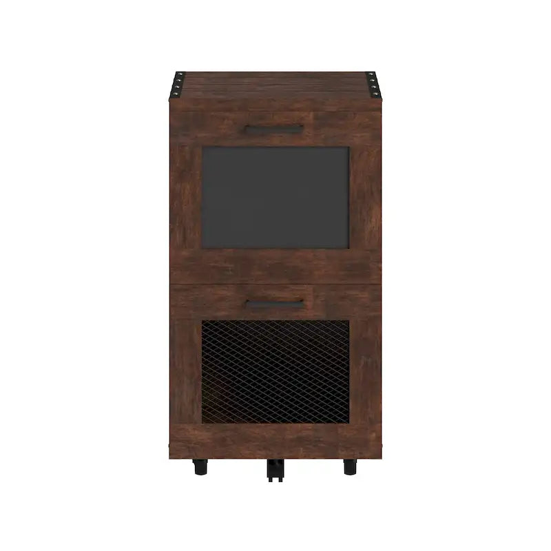 Meuble classeur en bois à 2 tiroirs avec fenêtre en noyer rustique de Furniture of America