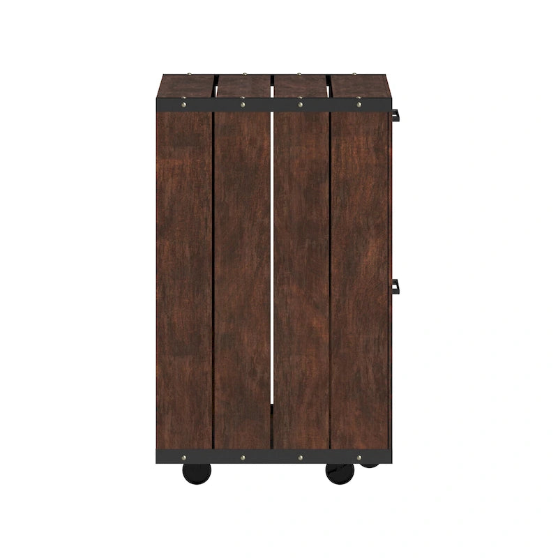 Meuble classeur en bois à 2 tiroirs avec fenêtre en noyer rustique de Furniture of America