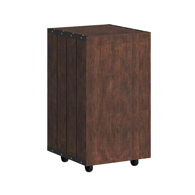 Meuble classeur en bois à 2 tiroirs avec fenêtre en noyer rustique de Furniture of America