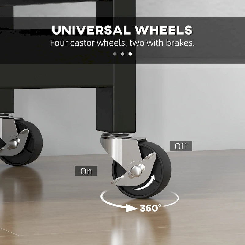 HOMCOM Desserte de cuisine roulante, Chariot de service de bar, Chariot compact sur roues avec plateau en bois, étagères et tiroirs pour salle à manger à domicile