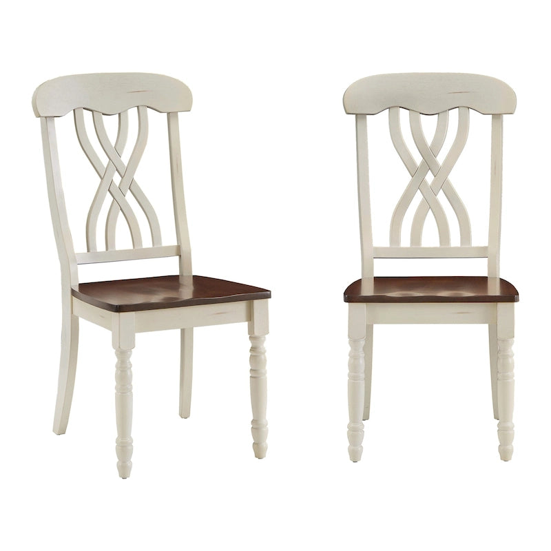 Chaises de salle à manger antiques deux tons Brunico (Lot de 2)
