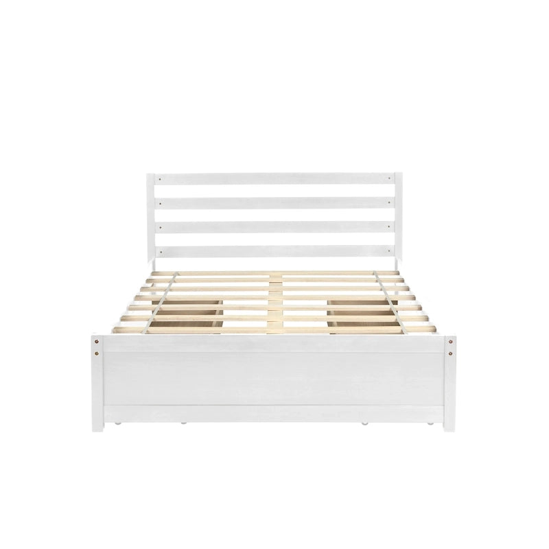 Cadre de lit plateforme en bois double avec 4 tiroirs de rangement