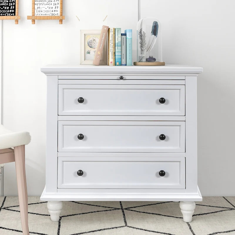 Meuble de rangement en bois à 3 tiroirs avec tablette coulissante - 16,90 x 28,00 x 28,10