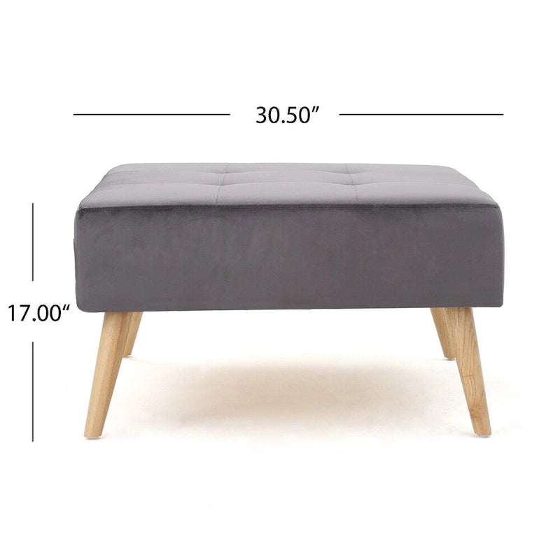 Pouf en velours Omry Mid-Century par Christopher Knight Home