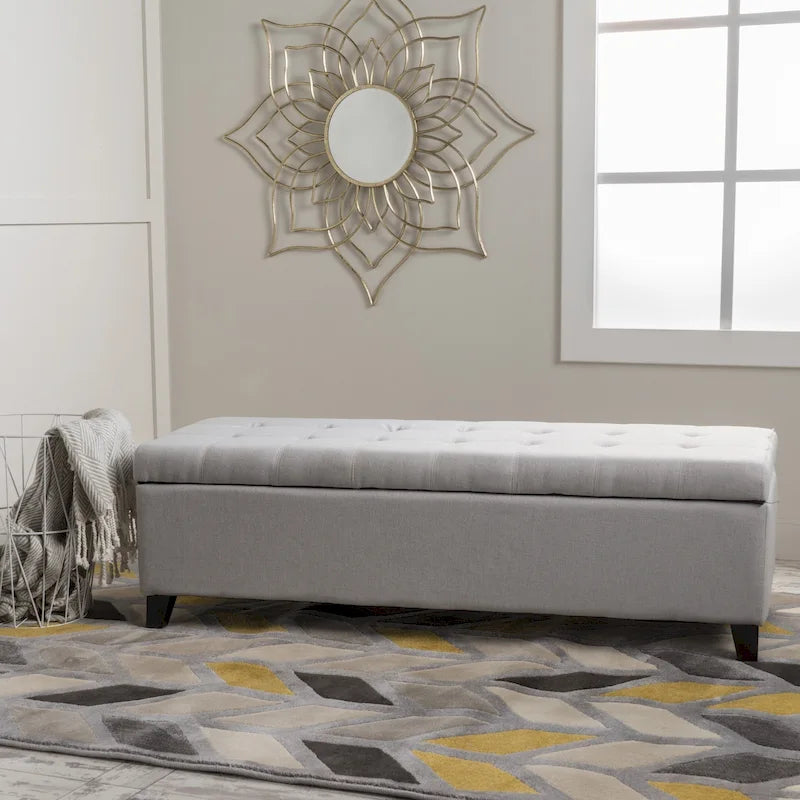 Banc de rangement ottoman en tissu touffeté Mission par Christopher Knight Home