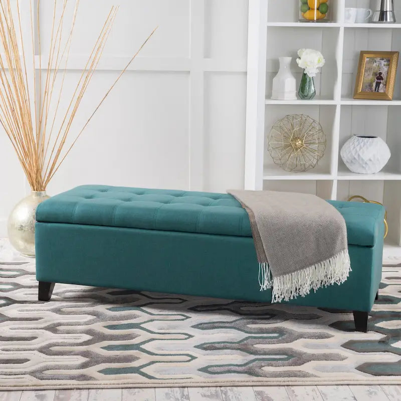 Banc de rangement ottoman en tissu touffeté Mission par Christopher Knight Home